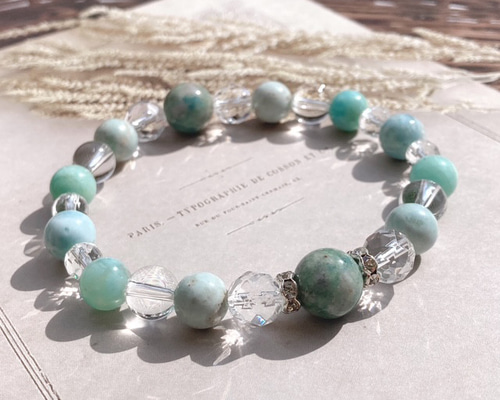 空色のお守り】ラリマー×アマゾナイト×ハックマナイト＊天然石