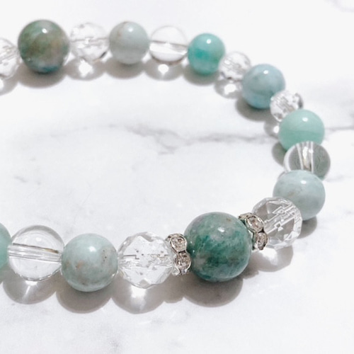 空色のお守り】ラリマー×アマゾナイト×ハックマナイト＊天然石