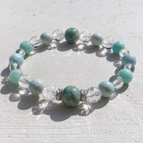 空色のお守り】ラリマー×アマゾナイト×ハックマナイト＊天然石