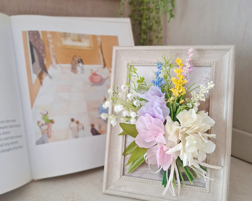 花の絵飾り額縁インテリア　2枚セット販売 絵画 花の絵 インテリア 壁掛け 版画 風水 黄色 玄関 おしゃれ