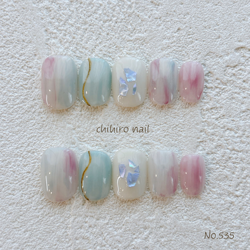ネイルチップ(No.535) ニュアンスネイル 成人式 結婚式 前撮り  