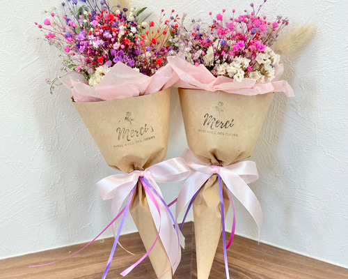 カラフル♡かすみ草ブーケ かすみ草の花束 スワッグ スワッグ