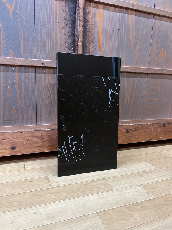 漆アートパネル　壁掛け/ 黒　シンプルモダン 