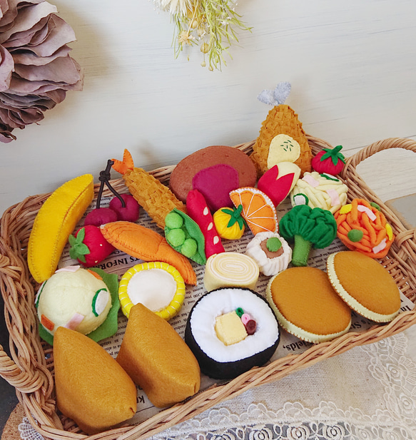 フェルト おままごと メインとおかずが選べる弁当セット(受注製作