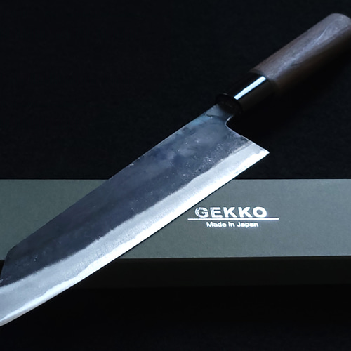 白紙2号 黒打 文化(万能)包丁 195㎜ #1518 焼栗柄 月光作 包丁 白紙2号 黒打 文化(万能)包丁 195㎜ #1518 焼栗柄 月光作 包丁