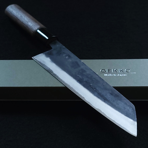 白紙2号 黒打 文化(万能)包丁 195㎜ #1518 焼栗柄 月光作 包丁 白紙2号 黒打 文化(万能)包丁 195㎜ #1518 焼栗柄 月光作 包丁