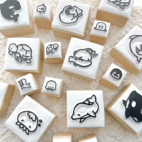海の生き物はんこ(全18種)【名入れ可能】単品 はんこ・スタンプ pi-man