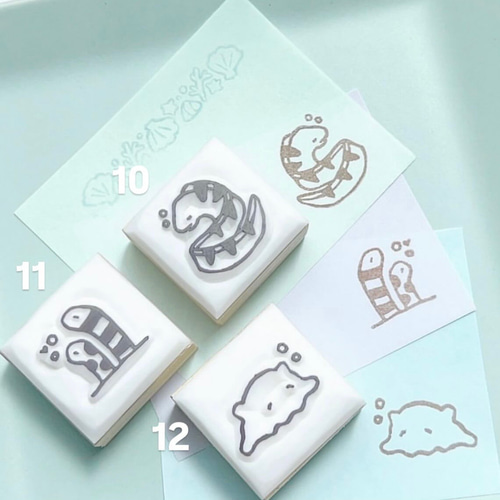 海の生き物はんこ(全18種)【名入れ可能】単品 はんこ・スタンプ pi-man
