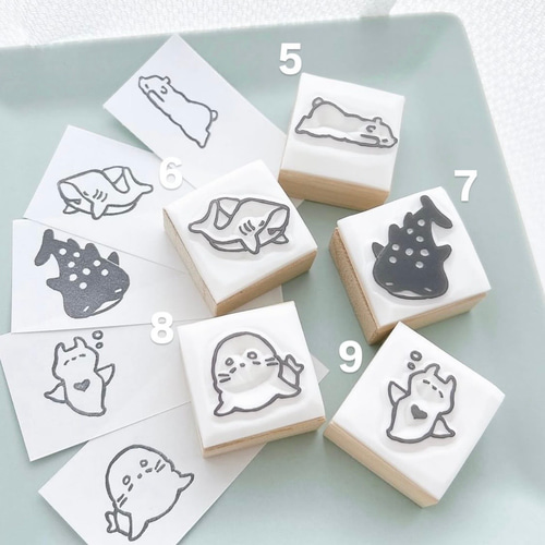 海の生き物はんこ(全18種)【名入れ可能】単品 はんこ・スタンプ pi-man