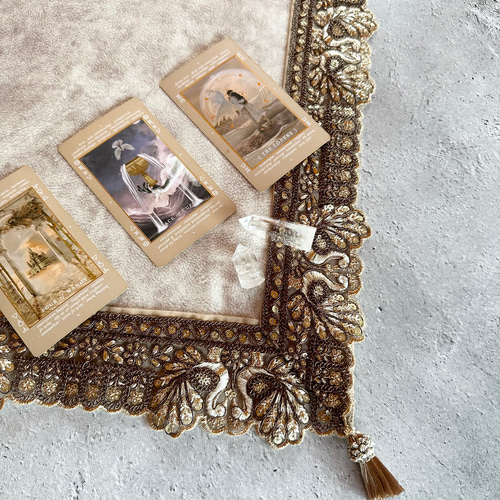 数量限定】インド製ゴールド刺繍りぼん ハンドメイドタロットクロス