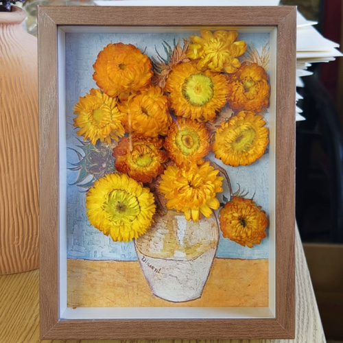 ひまわり ゴッホ　装飾フレーム付き フレーム付き絵画54】ゴッホ ひまわり☆絵画 向日葵 名画フレーム入り