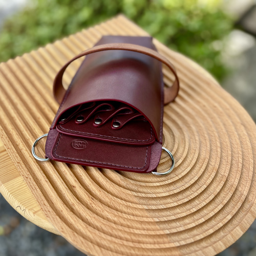 シザーケース 本革 4丁 ワイン