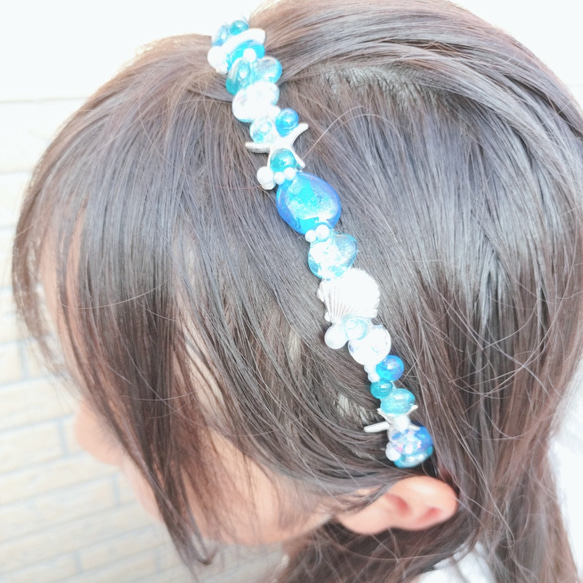 海レジンのカチューシャ☆世界に1つのヘアアクセサリー カチューシャ