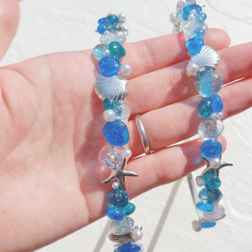 海レジンのカチューシャ☆世界に1つのヘアアクセサリー
