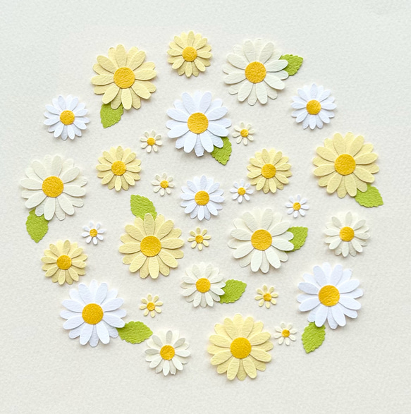 クラフトパンチお花と葉っぱのセット〜デイジー ペーパーフラワー 色紙