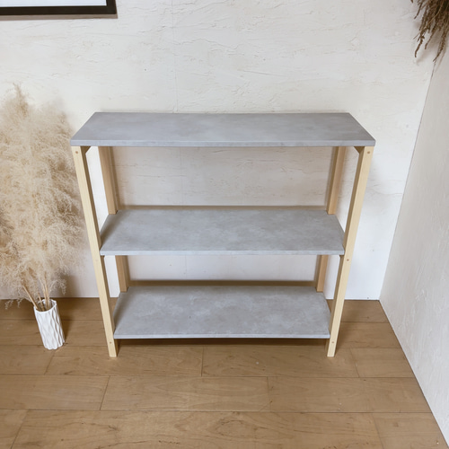 na293. 幅85 コンクリート調 シェルフ 2段 おしゃれ 商品棚 サロン