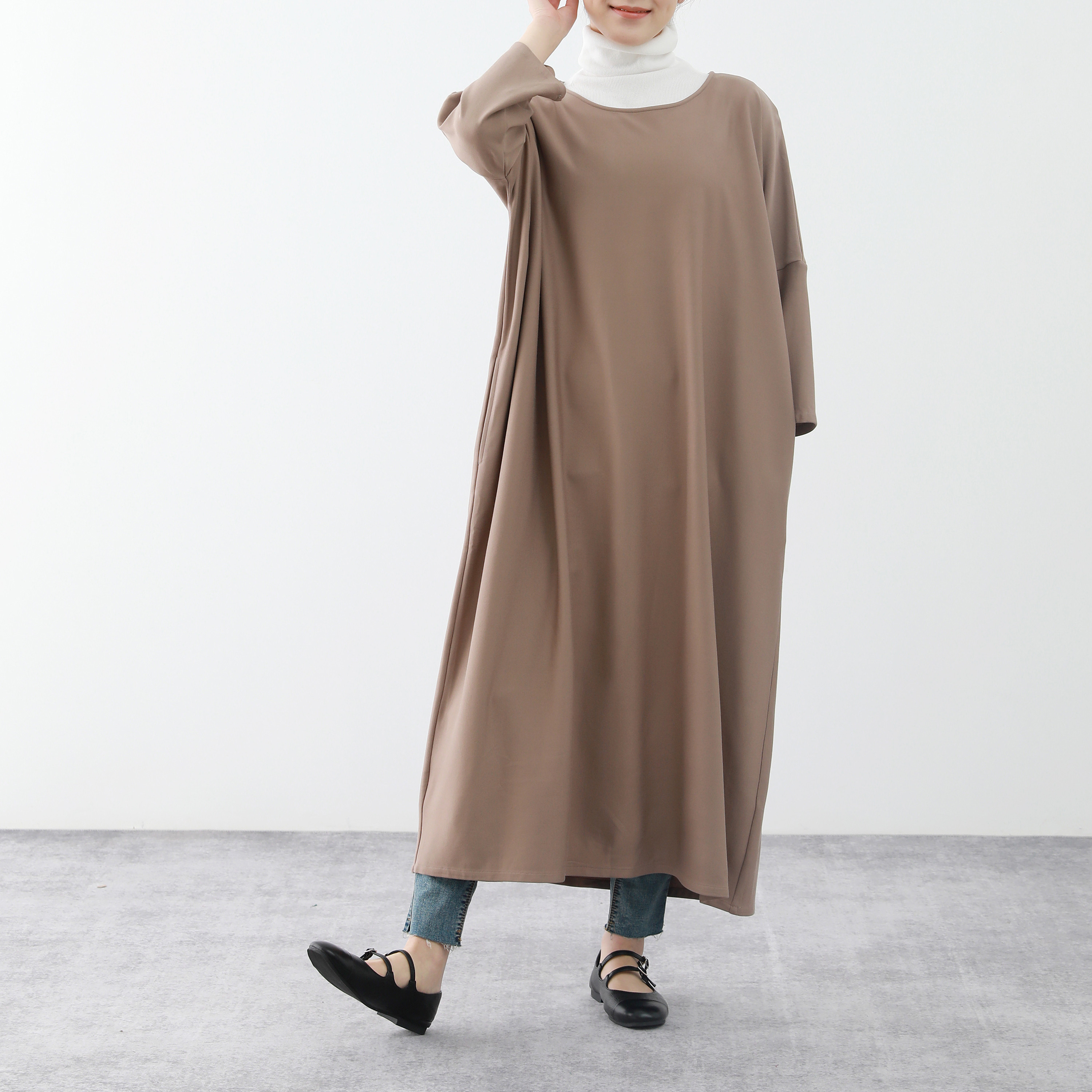 裾上げ無料♪サイズオーダー可♪全18色　コットン　ストレッチ ゆったり　ロングワンピース