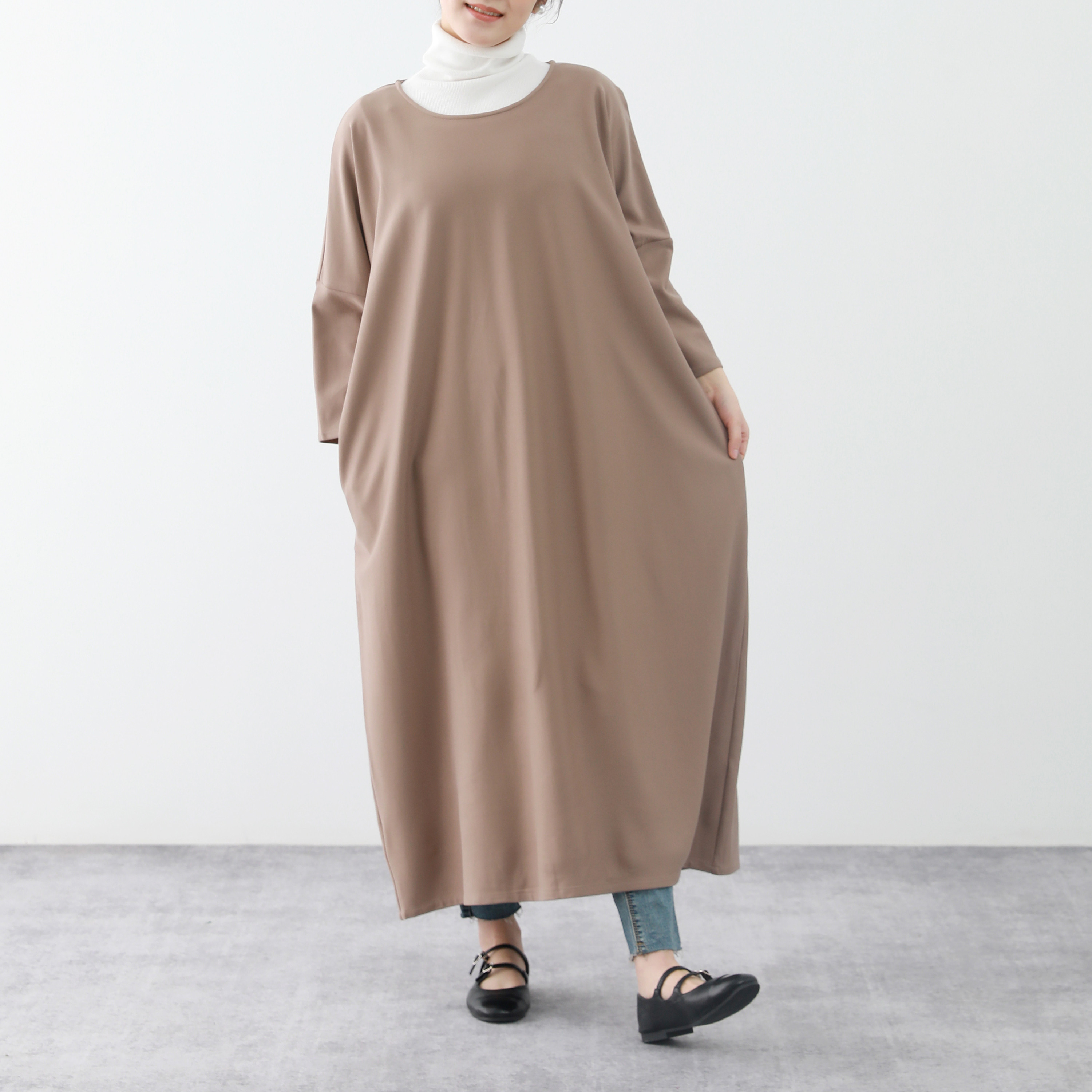 裾上げ無料♪サイズオーダー可♪全18色　コットン　ストレッチ ゆったり　ロングワンピース
