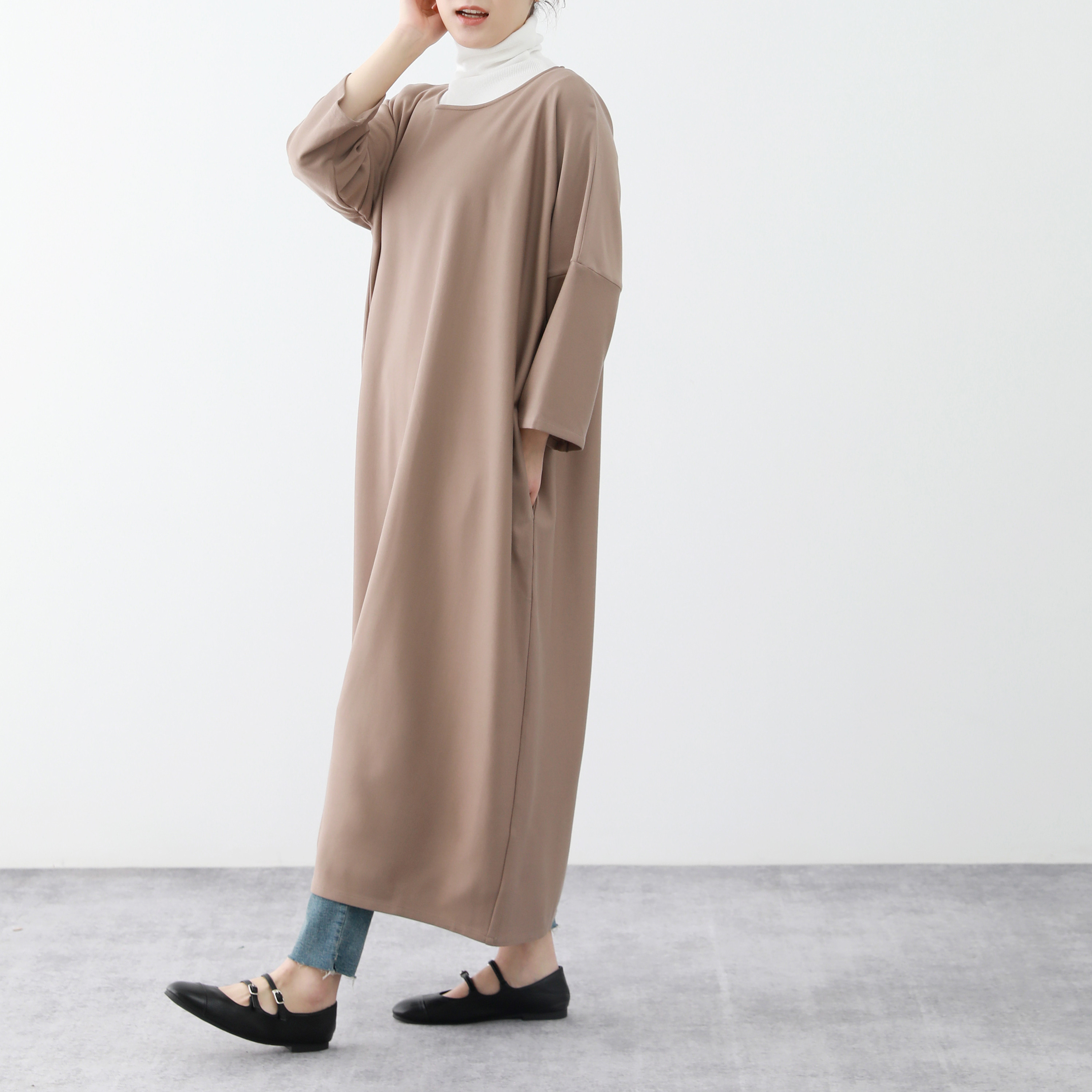 裾上げ無料♪サイズオーダー可♪全18色　コットン　ストレッチ ゆったり　ロングワンピース