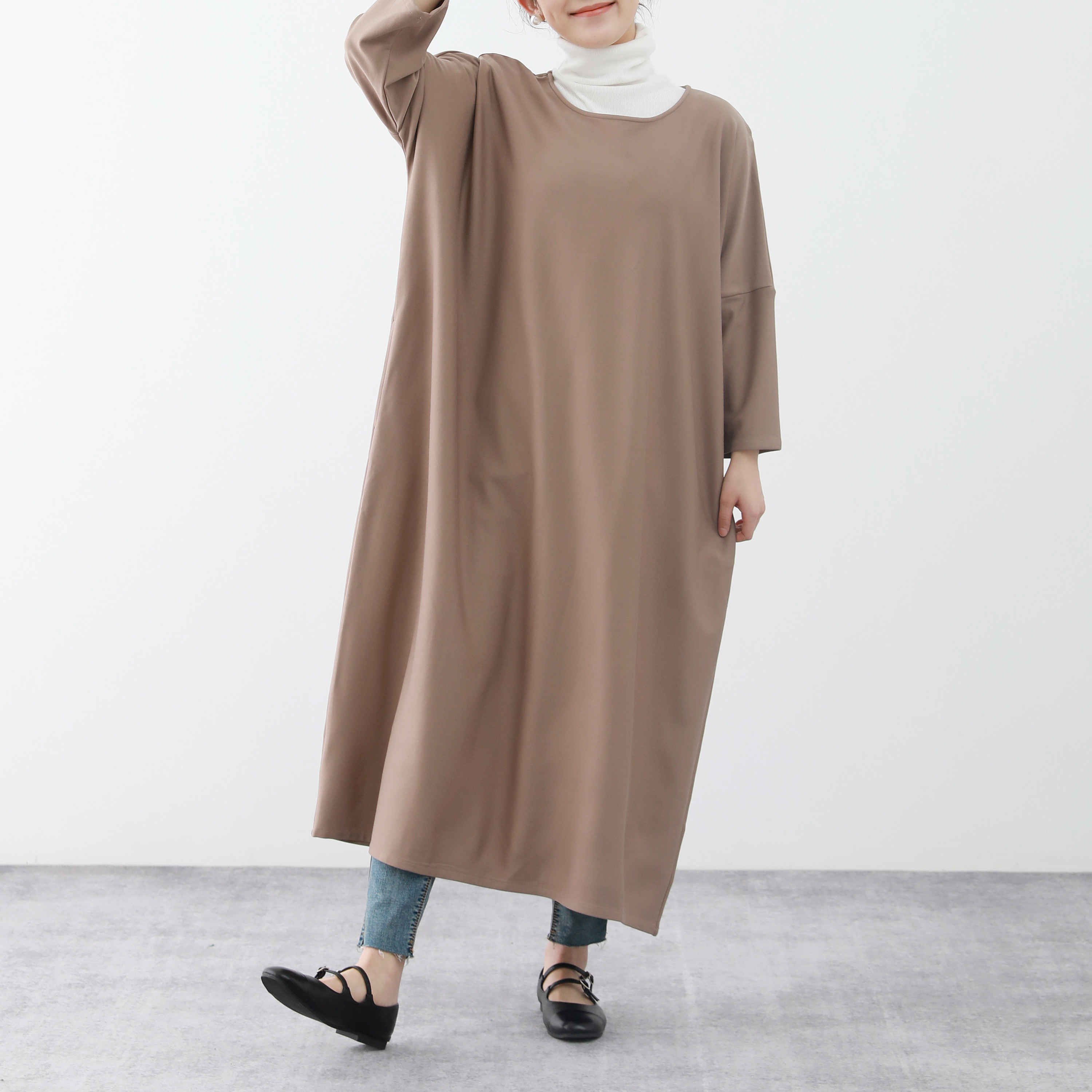 裾上げ無料♪サイズオーダー可♪全18色　コットン　ストレッチ ゆったり　ロングワンピース