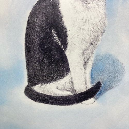 猫絵画（版画） はちわれ黒白ねこちゃん 木版画 版画 nekoten 通販 15324044
