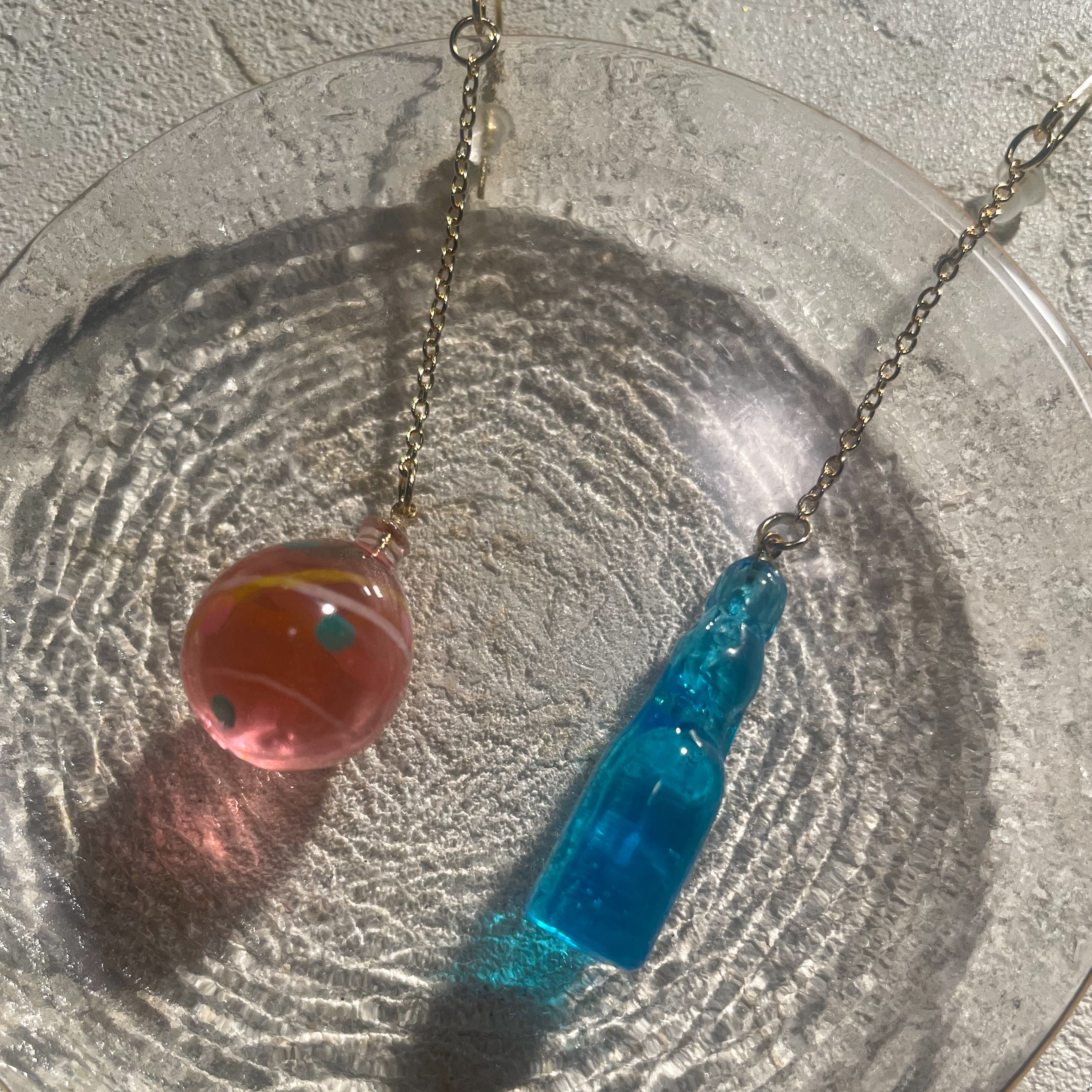 水風船とラムネのピアス イヤリングへ変更可能 アレルギー対応金具