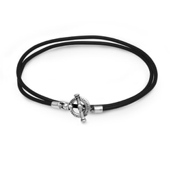 レザーブレスレット メンズ/シルバー925 牛革 黒/シルバーアクセサリー