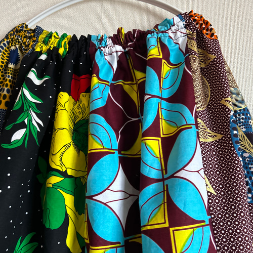 アフリカン パッチワークスカート♪ マキシ丈 アフリカンファブリック  