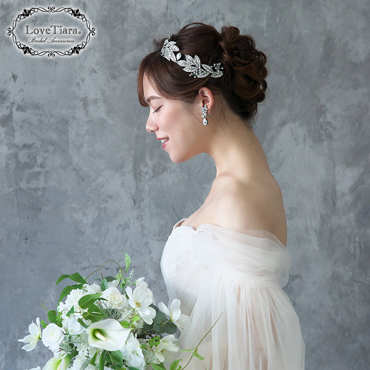 Love Tiara 2連クリスタルカチューシャ／ピアスセット 2連クリスタル