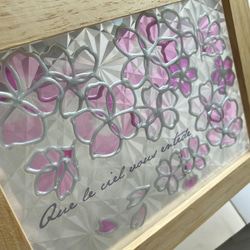 桜  ギャラリーグラス　ステンドグラス風フレームアート　shadow glass ナチュラルウッド 4枚目の画像