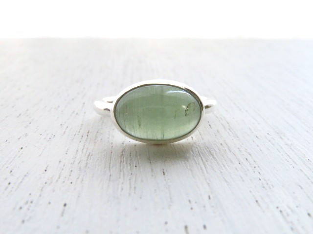 シルバー　モスアクアマリン　リング