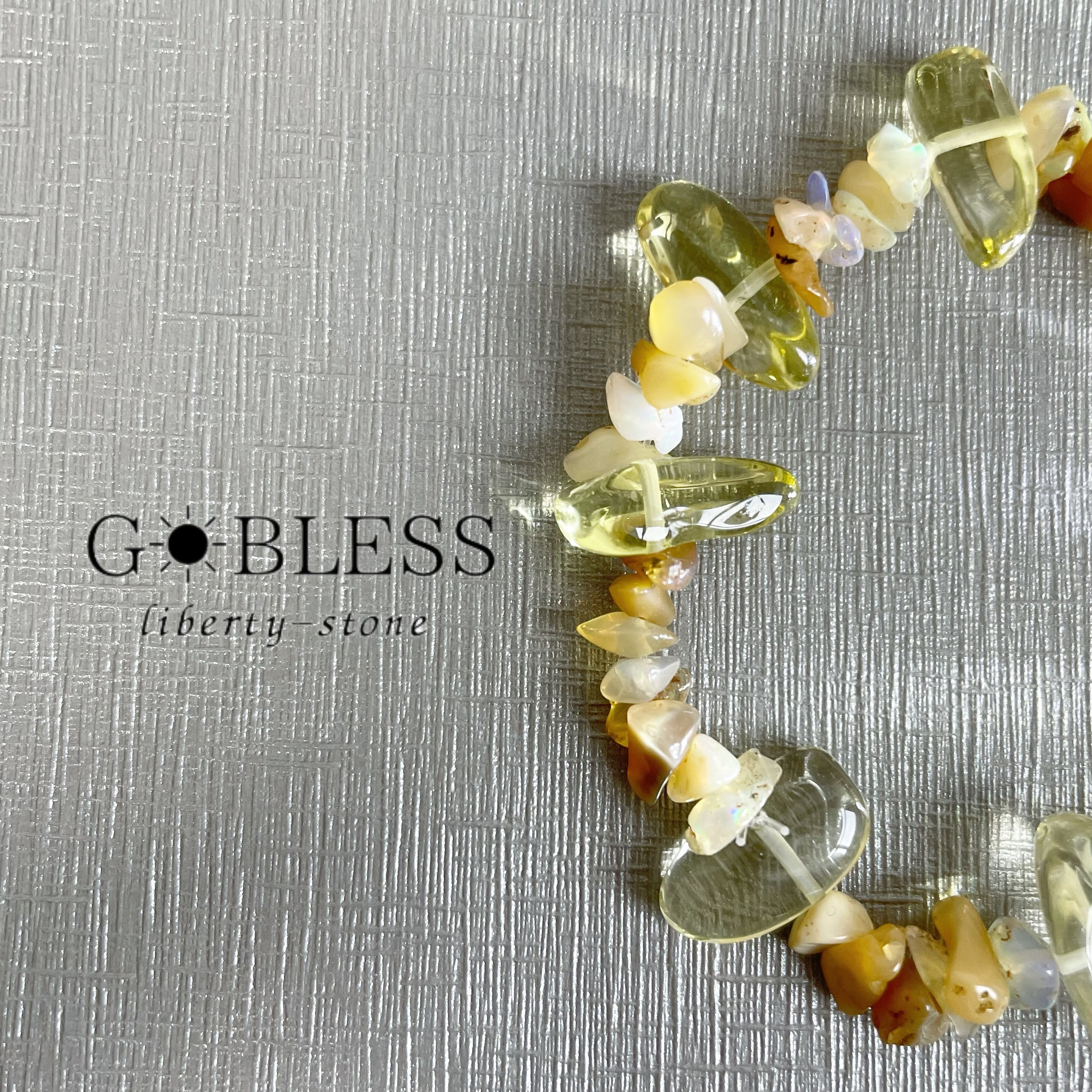 【数量限定】84 ナナイロのひまわり／天然石 ブレスレット レモンクォーツ×エチオピアオパール