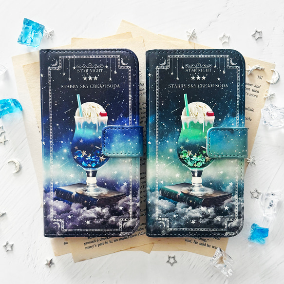 クリームソーダ　ティミー　iPhoneケース 手帳型　　新品！ 全3色】架空の星空喫茶 