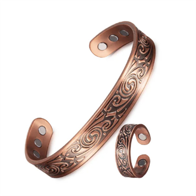 純銅製ジュエリー 純銅磁気ブレスレット エネルギー 磁気ブレスレット  磁気リング 指輪 バングル 健康 SSP093