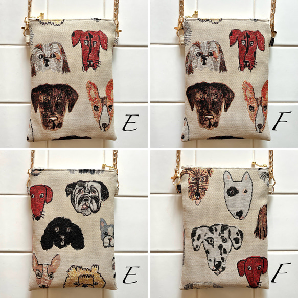 再販♡作品追加♪《柄が選べる♪》チャーミングわんこのゴブラン生地ポシェット スマホポーチ スマホポシェット 犬柄dog 9枚目の画像