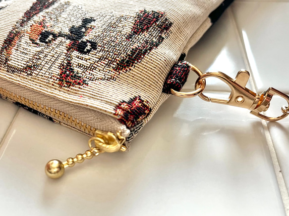 再販♡作品追加♪《柄が選べる♪》チャーミングわんこのゴブラン生地ポシェット スマホポーチ スマホポシェット 犬柄dog 3枚目の画像