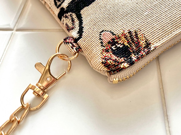 再販♡作品追加♪《柄が選べる♪》チャーミングわんこのゴブラン生地ポシェット スマホポーチ スマホポシェット 犬柄dog 4枚目の画像