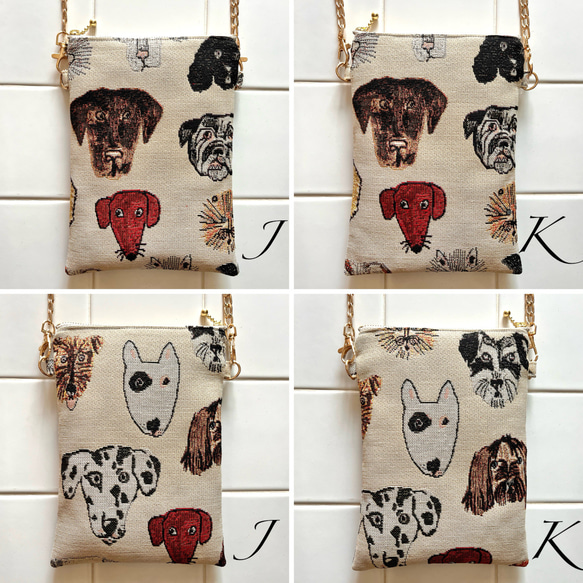 再販♡作品追加♪《柄が選べる♪》チャーミングわんこのゴブラン生地ポシェット スマホポーチ スマホポシェット 犬柄dog 11枚目の画像