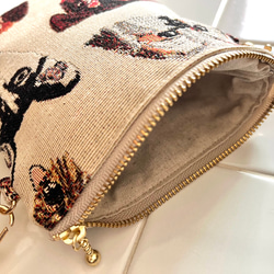 再販♡作品追加♪《柄が選べる♪》チャーミングわんこのゴブラン生地ポシェット スマホポーチ スマホポシェット 犬柄dog 5枚目の画像