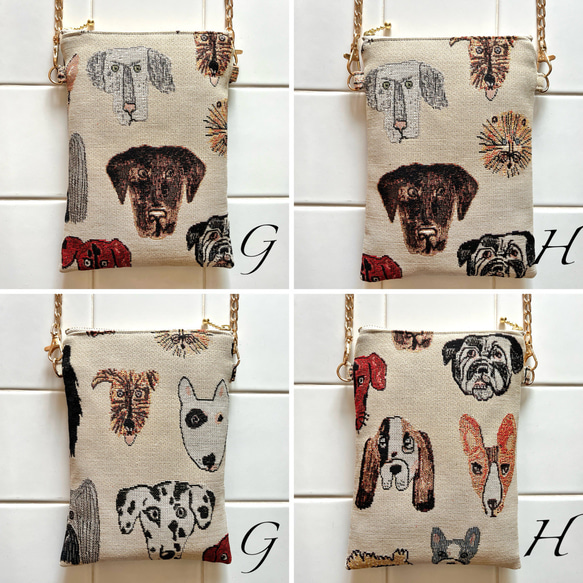 再販♡作品追加♪《柄が選べる♪》チャーミングわんこのゴブラン生地ポシェット スマホポーチ スマホポシェット 犬柄dog 10枚目の画像