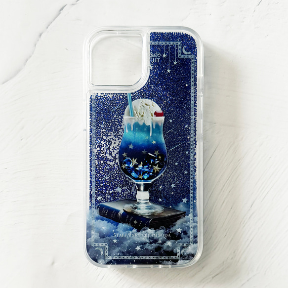 【全3色】架空の星空喫茶 "星空のクリームソーダ" iPhoneグリッターケース メロンソーダ iPhone16 8枚目の画像