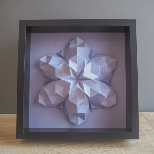 折り紙風 銀黒アート作品 直径５０cm 折り紙アート】polygon flower_purple その他アート ひぐにっぽ 通販