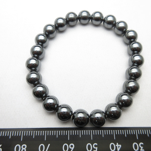 ヘマタイトブレスレット】/内周size(約16cm)/玉size(約8㎜)/1340t2