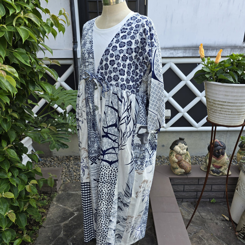 着物リメイク 手作り いろいろな浴衣 パッチワーク ワンピース 前開き