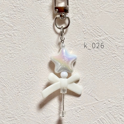 k_022-26 ビーズキーホルダー ストラップ 魔法少女モチーフ ステッキ