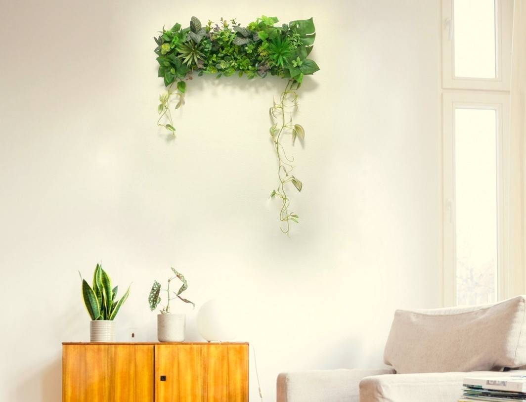 再再販 光触媒加工　空気を綺麗にする　特大ウォールグリーン　リモート背景 　多肉植物