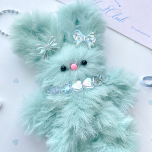 モールドールうさぎキーホルダー♡ミントブルー(完成品) ぬいぐるみ