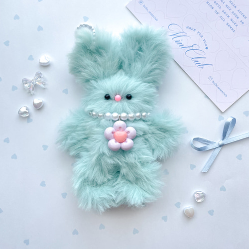 モールドールうさぎキーホルダー♡ミントブルー(完成品) ぬいぐるみ