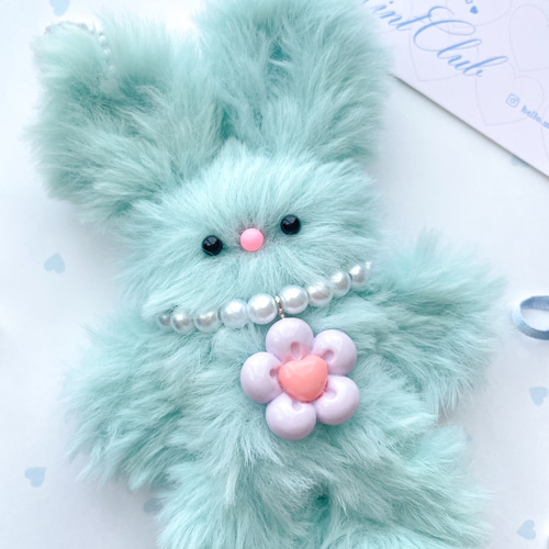 モールドールうさぎキーホルダー♡ミントブルー(完成品) ぬいぐるみ
