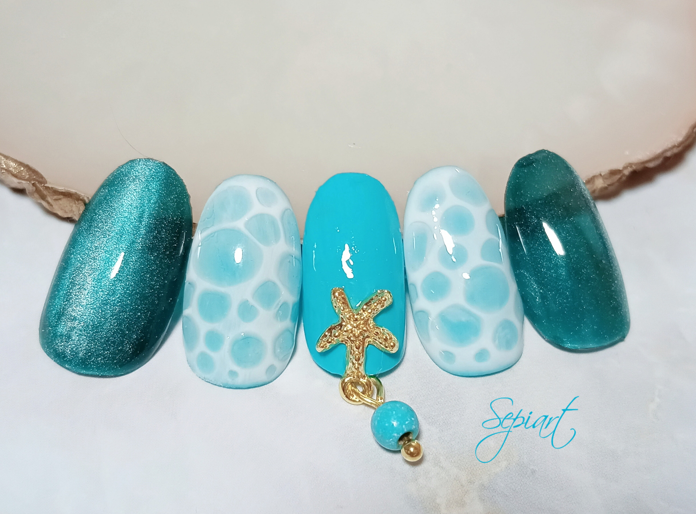 オーダーネイルチップNo.64 夏 海 浜辺ラグーン マグネット オーダーネイルチップNo.64 夏 海 浜辺ラグーン マグネット